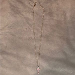 lavender jewel cross necklace